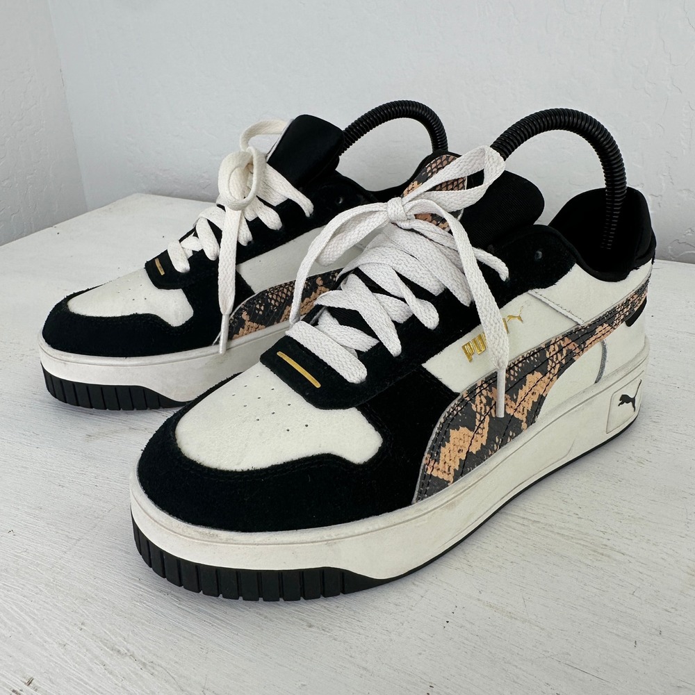 Puma Sneakers Womens 6.5 Cali Court Snake White Black Platform 401611-02